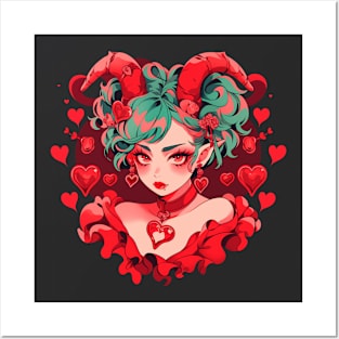 Cute love Demon Posters and Art